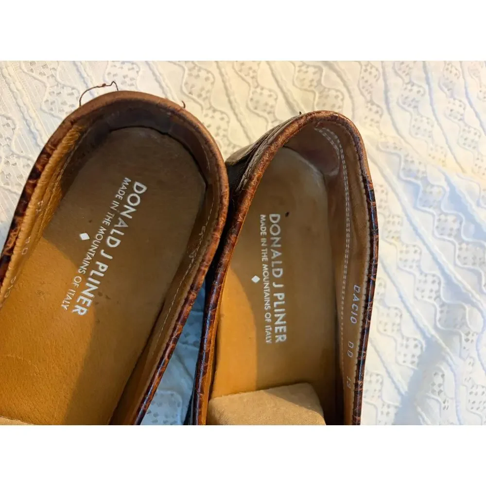 Donald J Pliner Men's Navy Leather Bit Loafers Slip On Dress Shoes Size 13